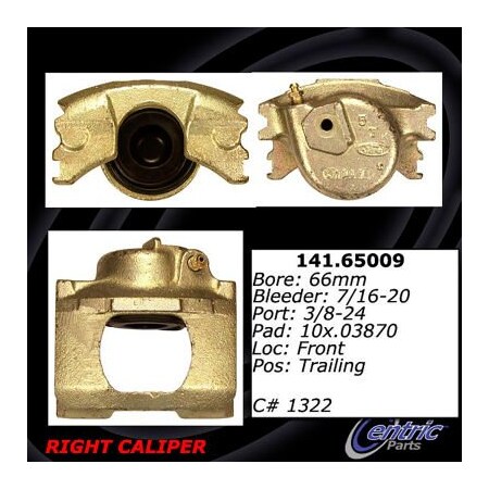 Centric Centric Semi-Loaded Brake Caliper with New Phenolic Pistons, Centric Parts 141.65009 141.65009